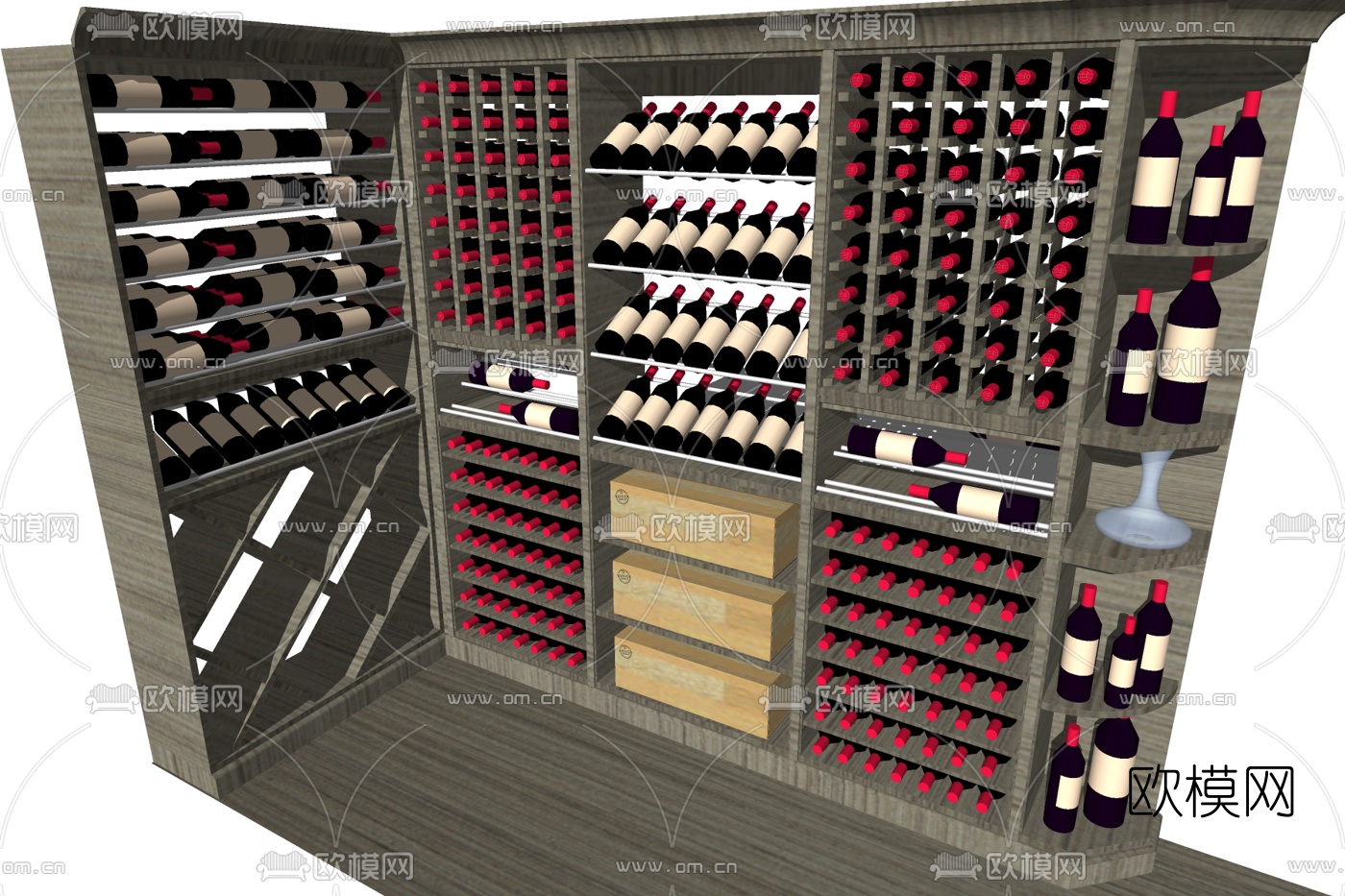 现代酒柜su模型下载