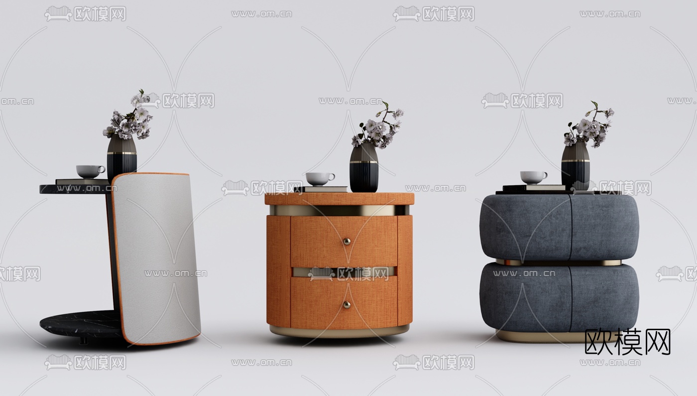 现代轻奢床头柜su模型下载（渲染图1）
