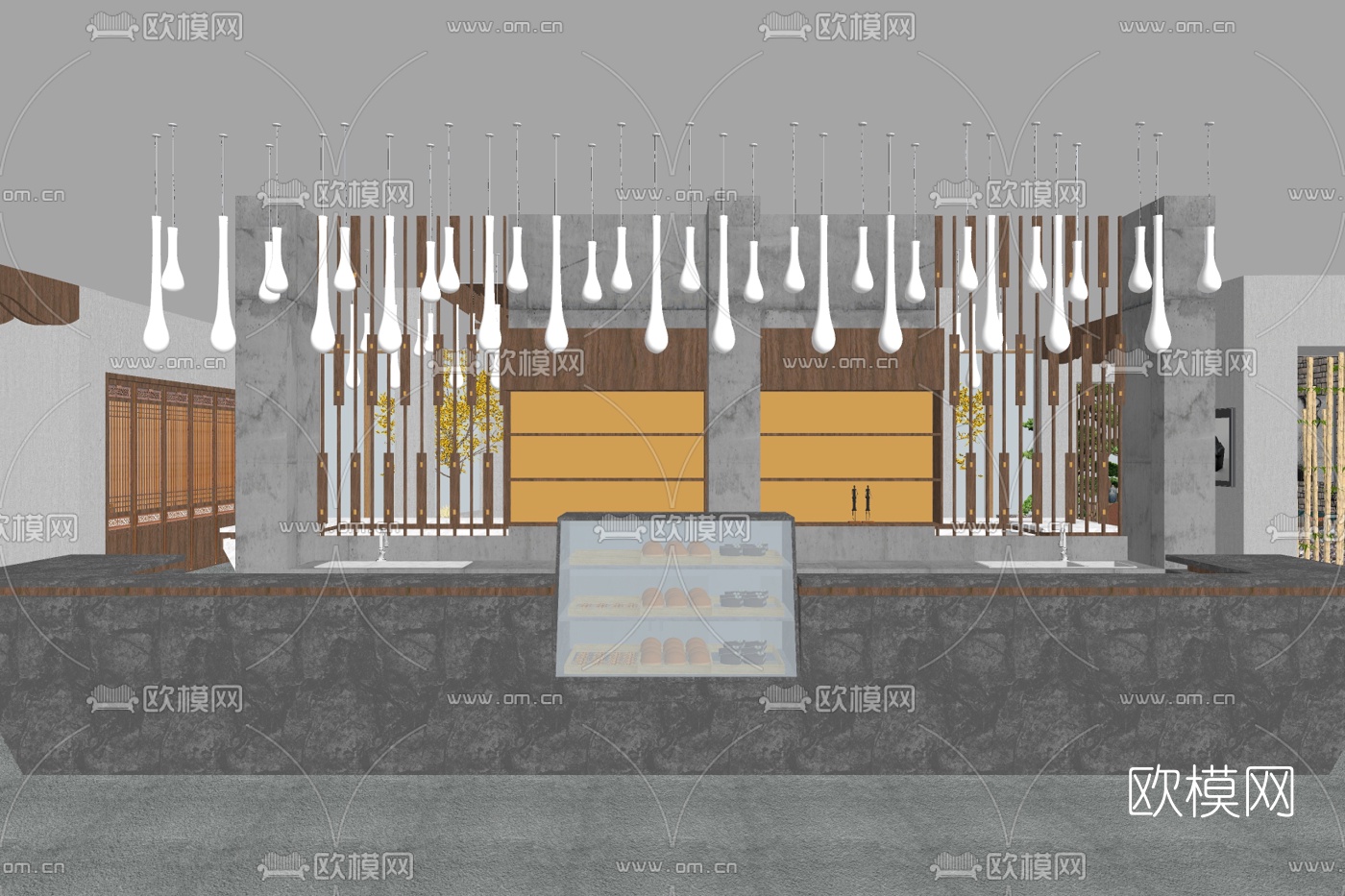 现代餐吧台su模型下载