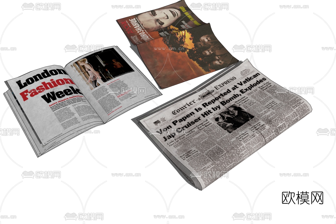 现代报纸杂志免费su模型下载