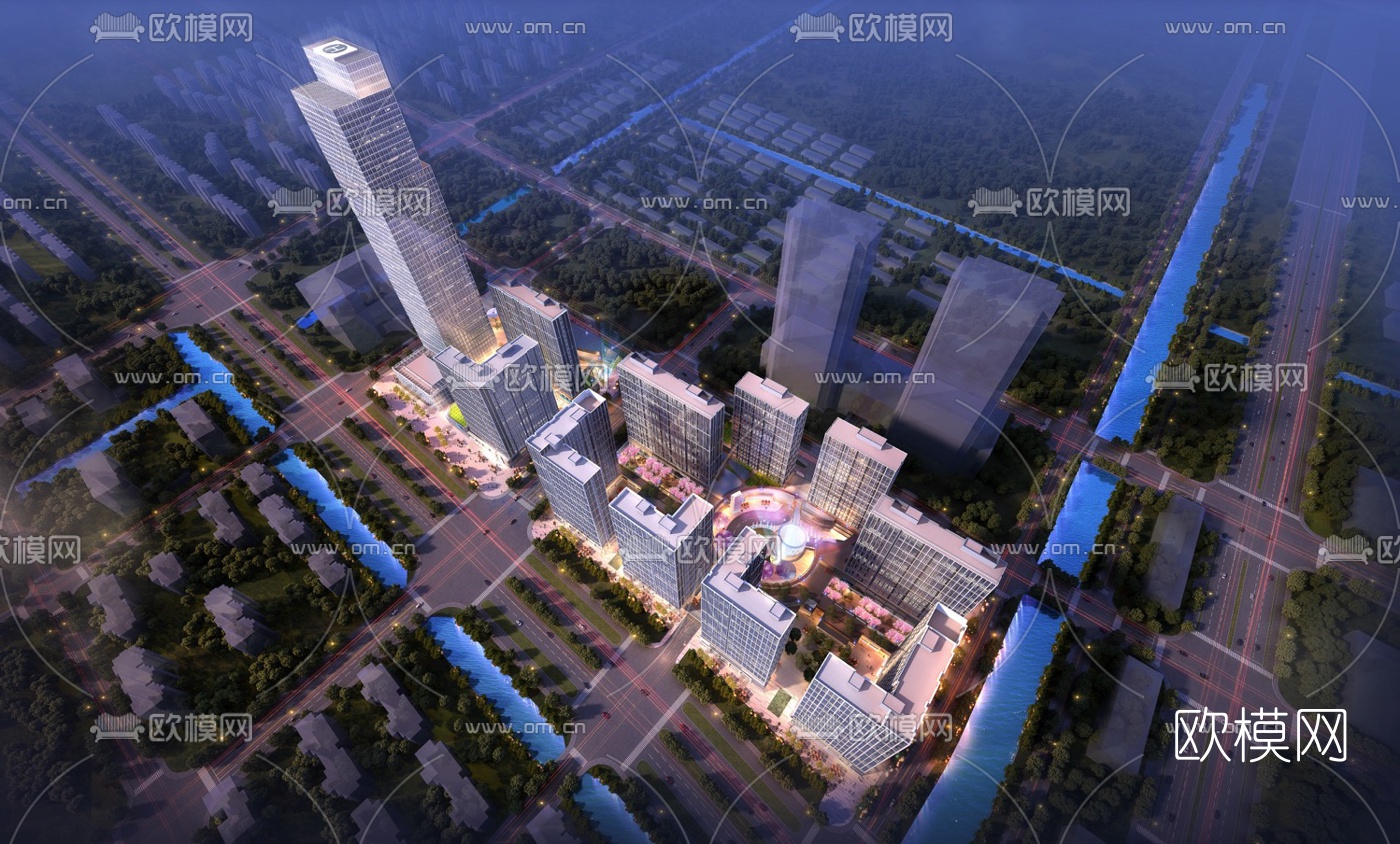 现代商业楼外观su模型下载（渲染图5）