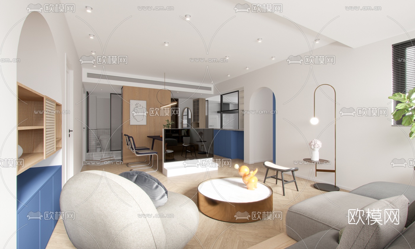北欧公寓客厅餐厅3d模型