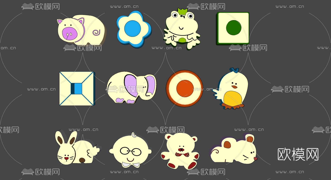 现代儿童卡通吸顶灯su模型