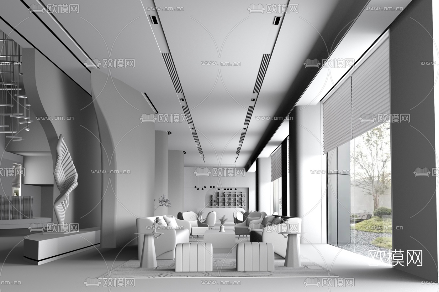伍玛设计 武汉中梁天玺壹号售楼处3d模型