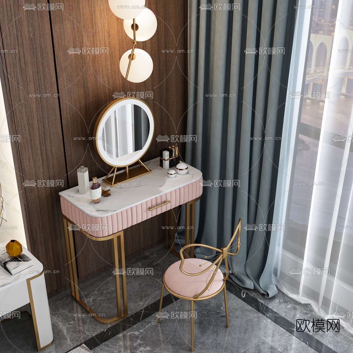 北欧轻奢梳妆台3d模型