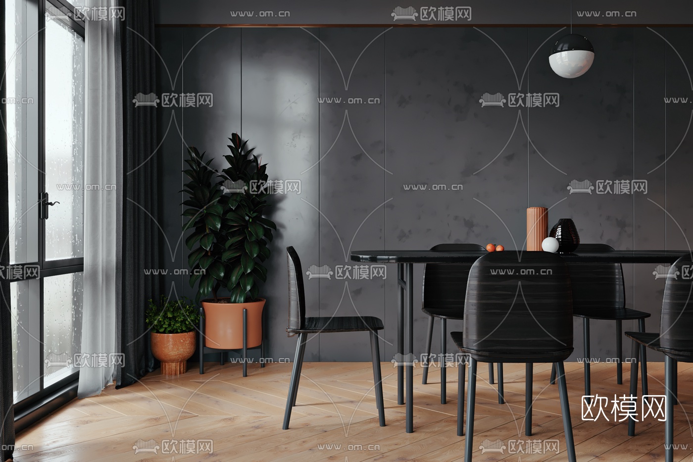 后现代客厅餐厅3d模型