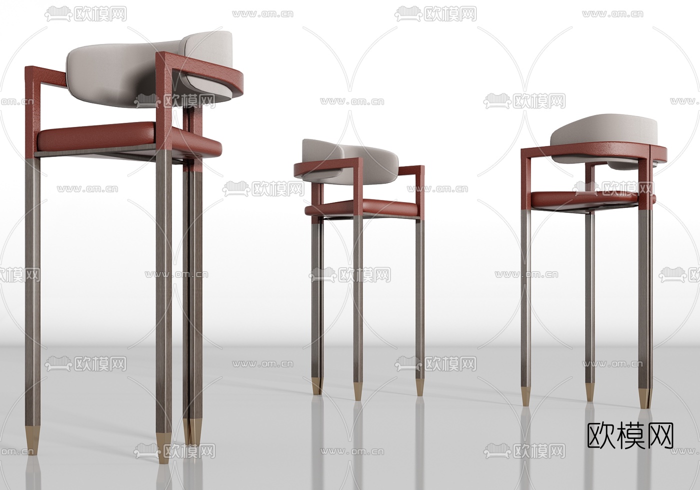 现代轻奢吧台椅su模型下载（渲染图1）