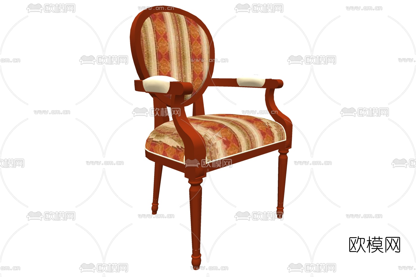 美式实木单椅su模型下载