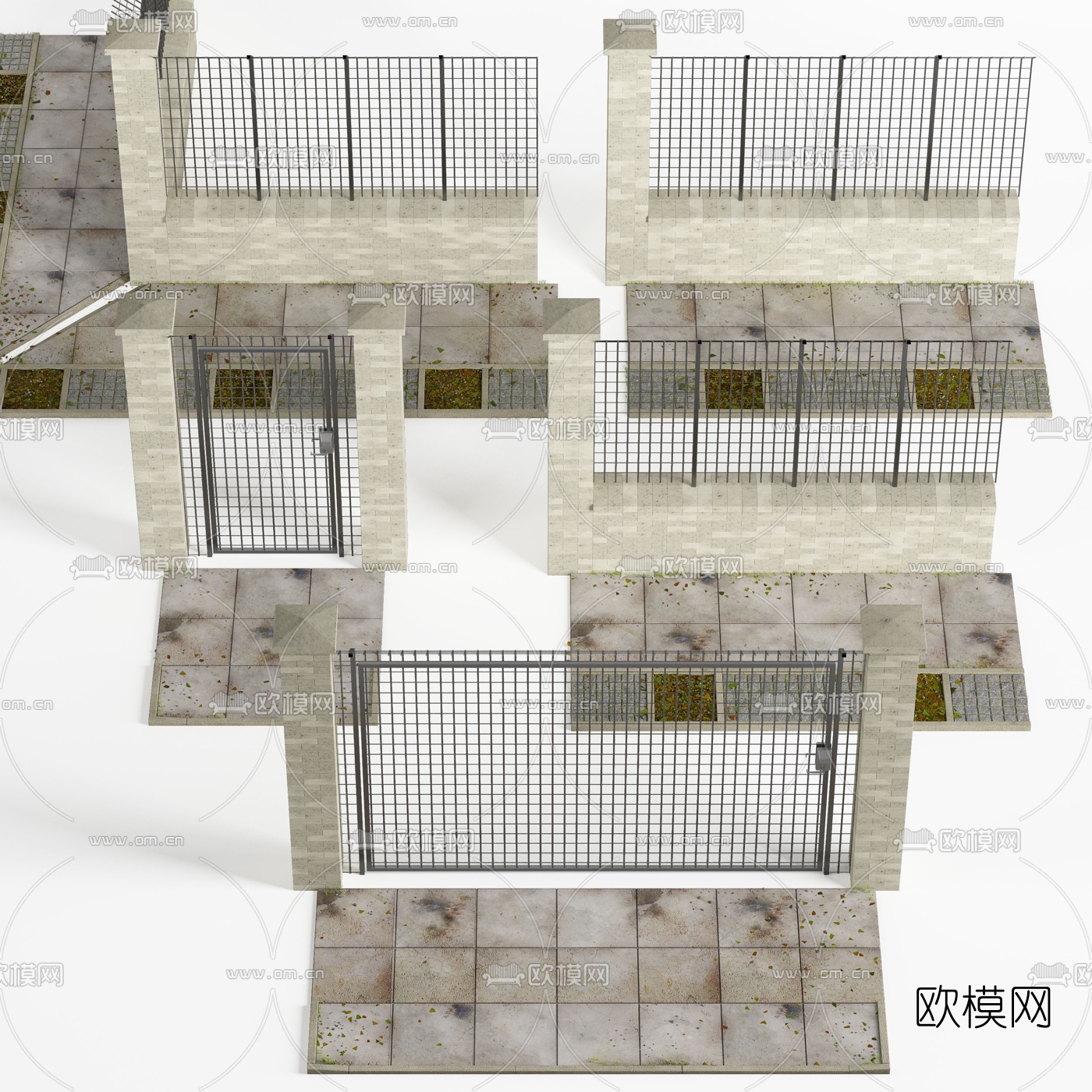 现代院墙铁艺围栏3d模型