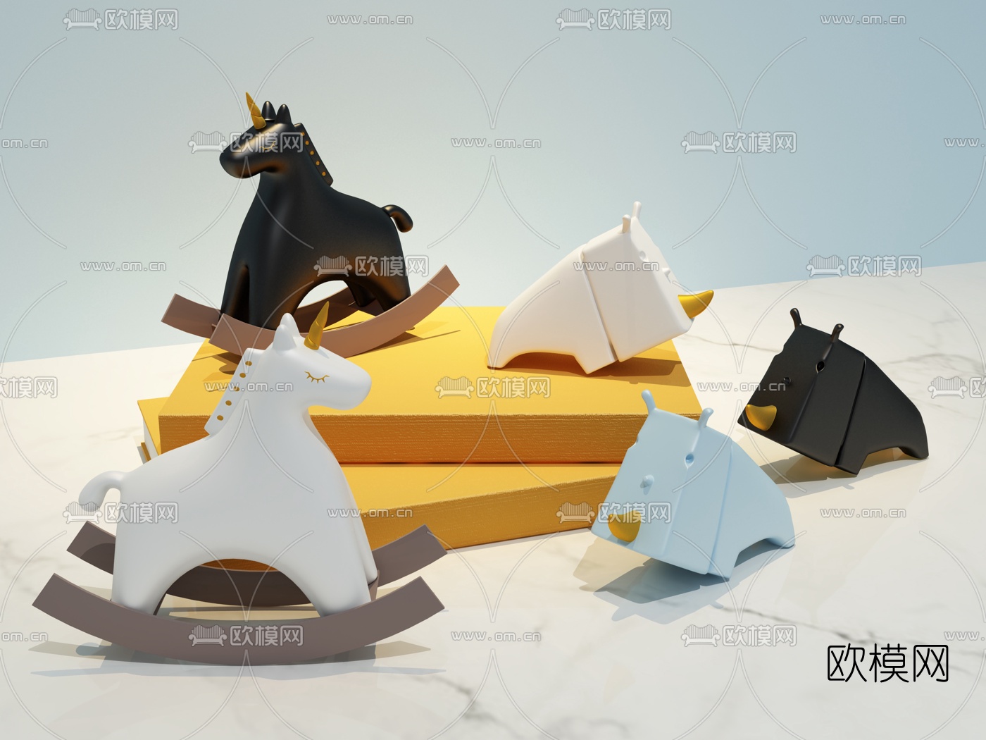 北欧动物桌面摆件装饰品3d模型