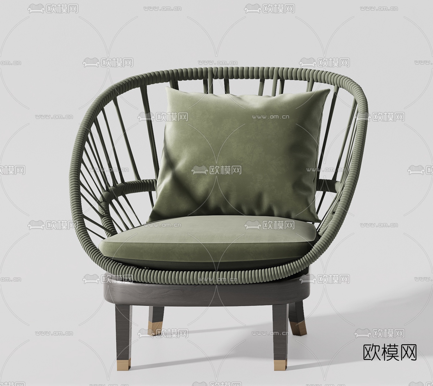 现代藤编休闲户外椅3d模型下载（渲染图2）