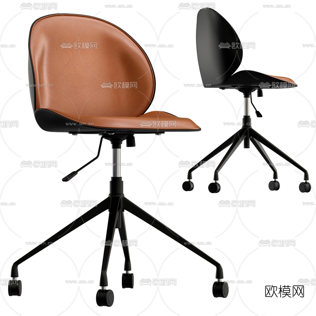 现代皮革办公椅转椅3d模型