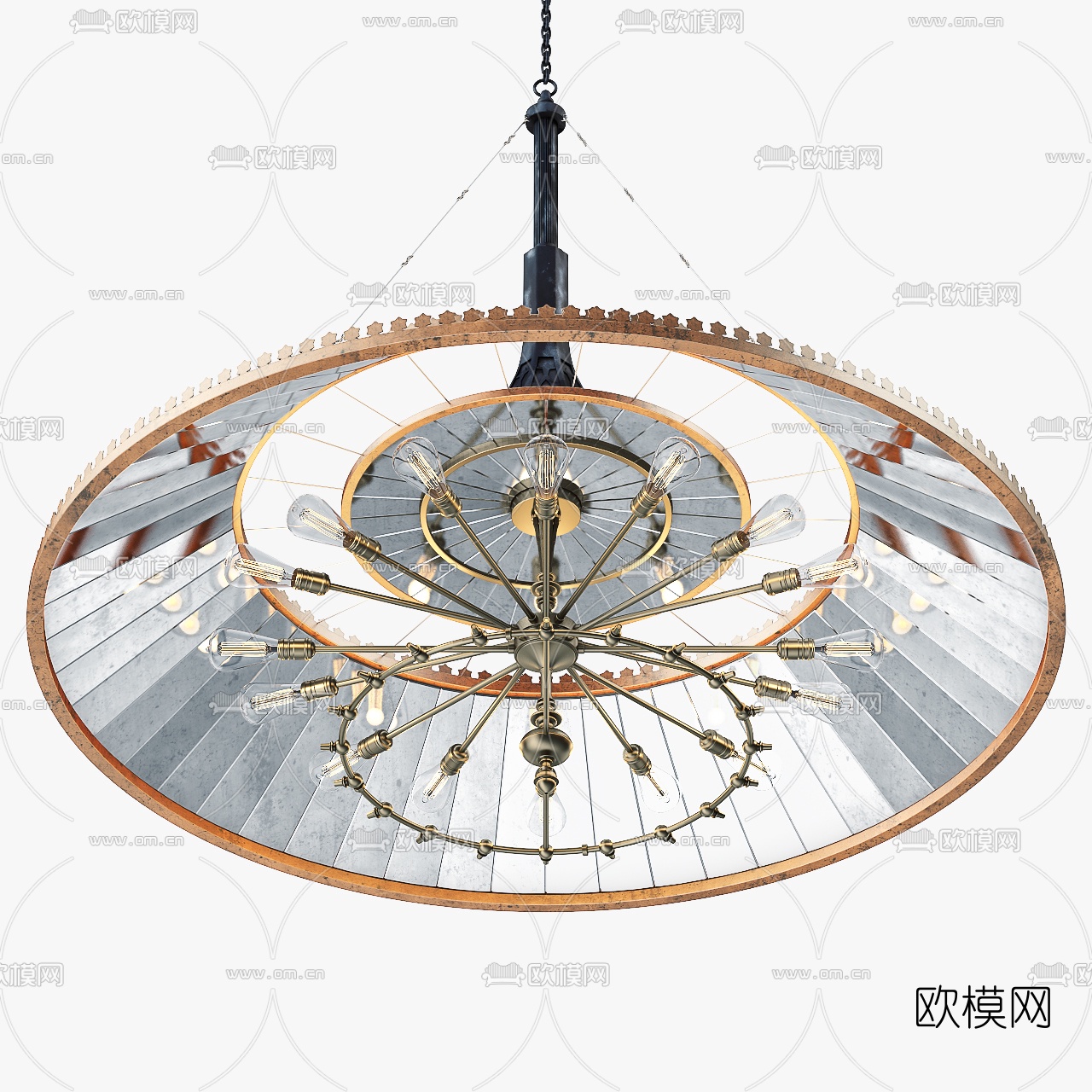 欧式金属吊灯3d模型