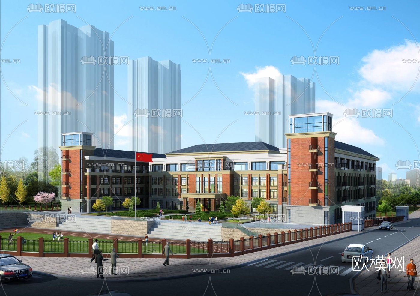 欧式学校建筑外观3d模型下载