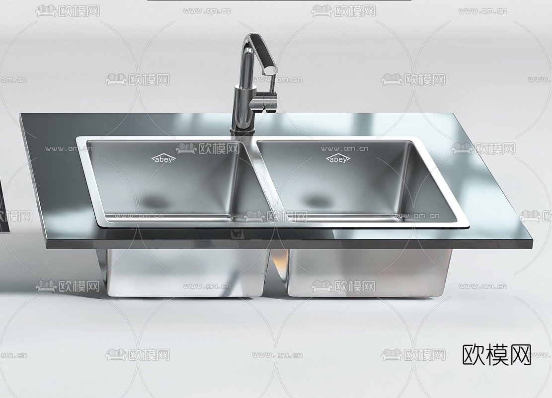现代油烟机煤气灶水槽厨房器具3d模型