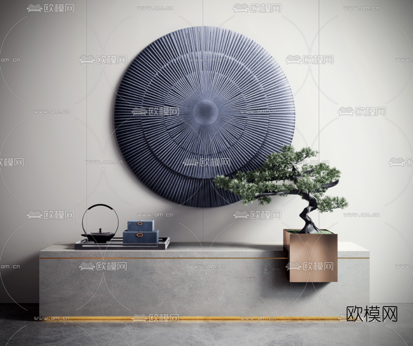 新中式玄关端景台3d模型