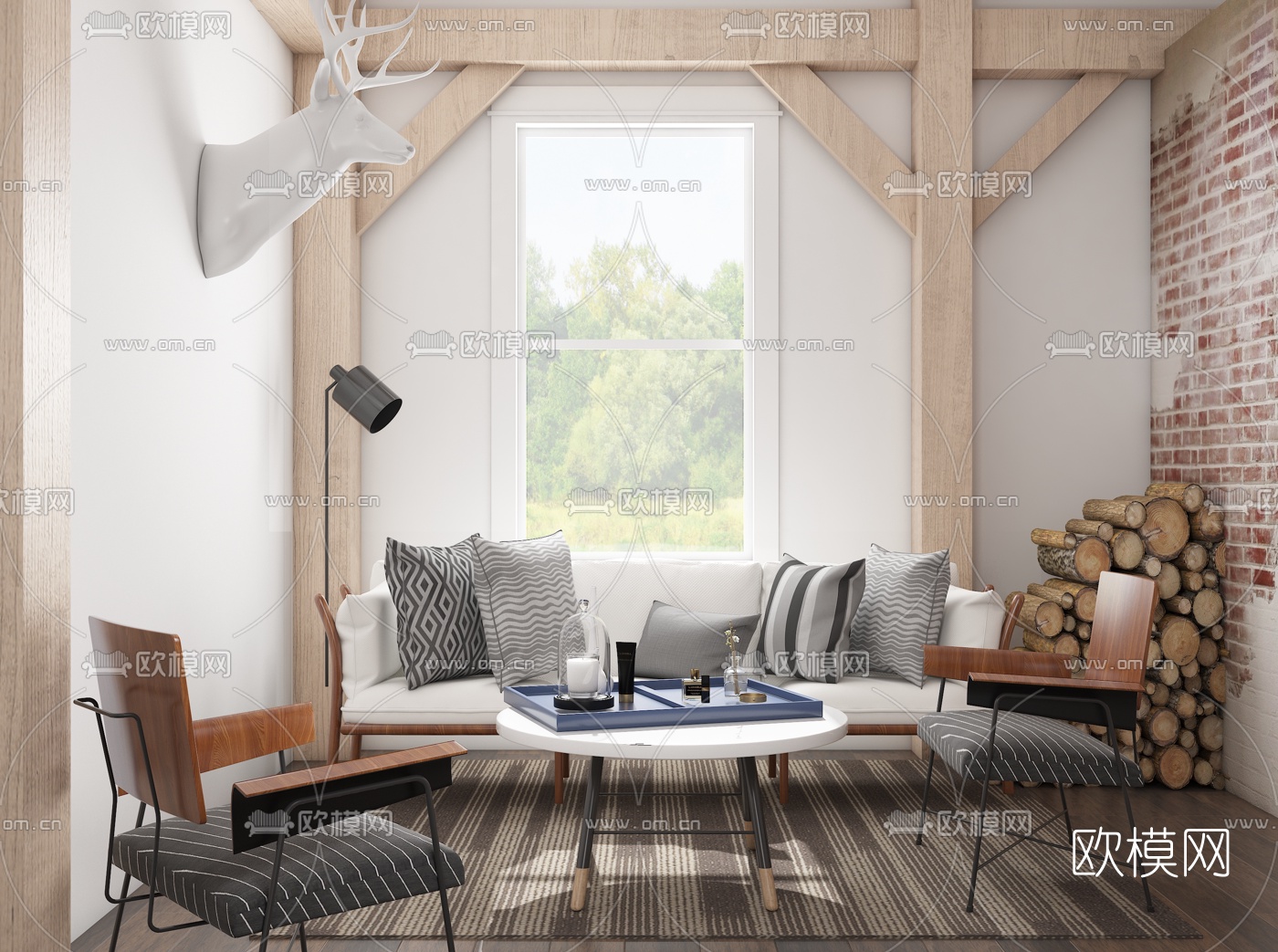 Timothy Godbold设计 北欧布艺沙发组合3d模型下载