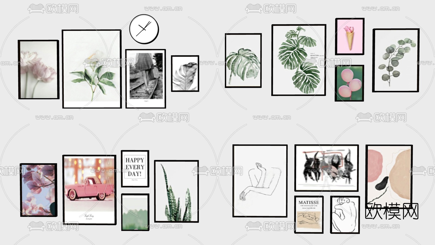 北欧装饰画su模型下载（渲染图2）