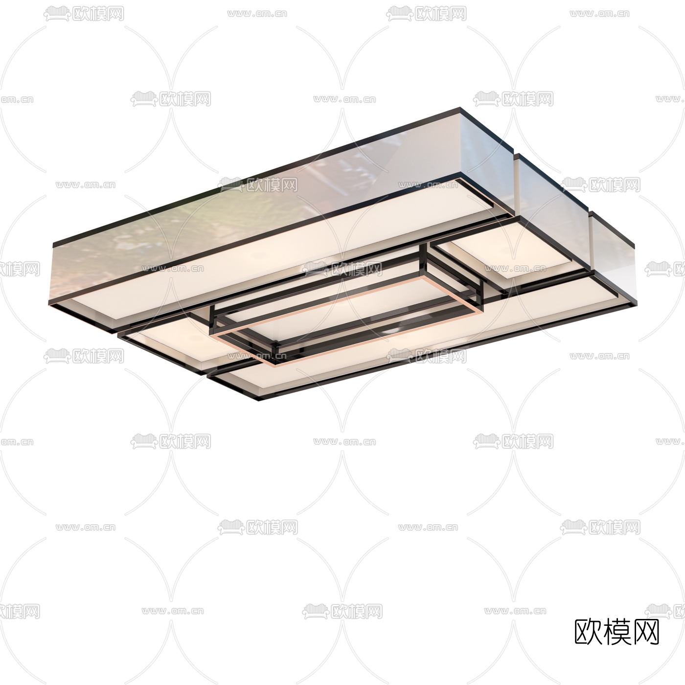 新中式方形吸顶灯3d模型