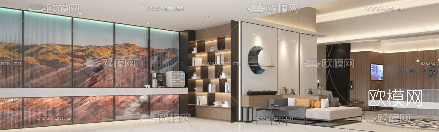 现代酒店大堂前台3d模型