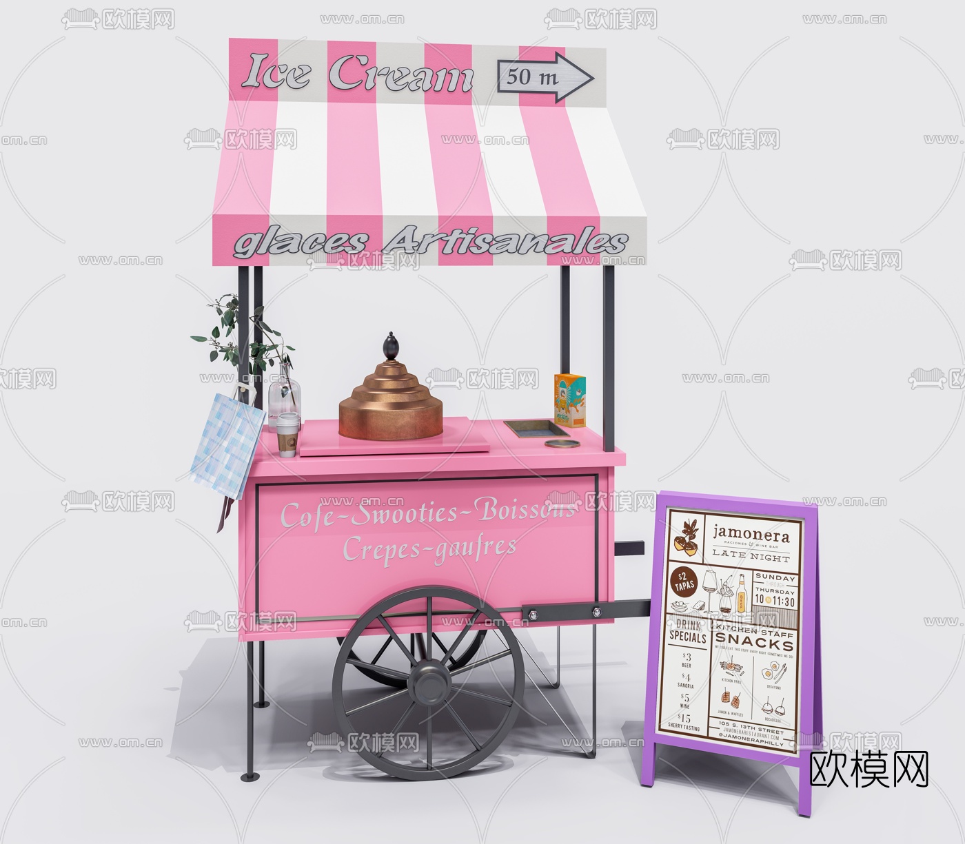 美式冰淇淋售货车3d模型下载