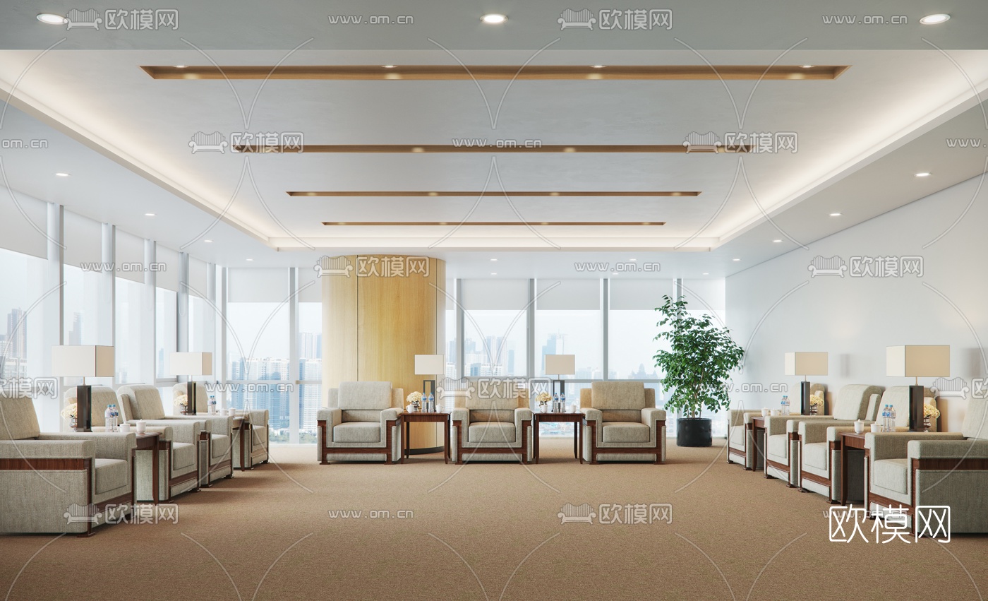现代酒店贵宾室接待室3d模型-免费3dmax模型库-欧模网