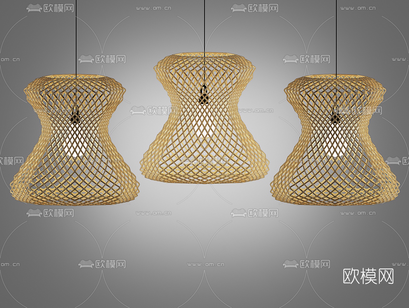 自然风藤编吊灯3d模型下载