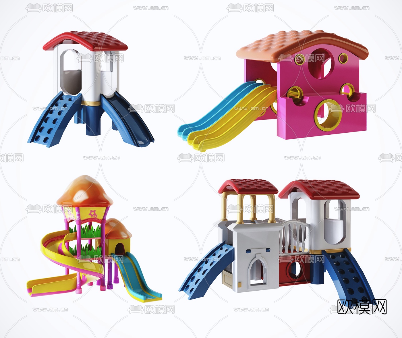 现代儿童滑梯游乐设施3d模型下载