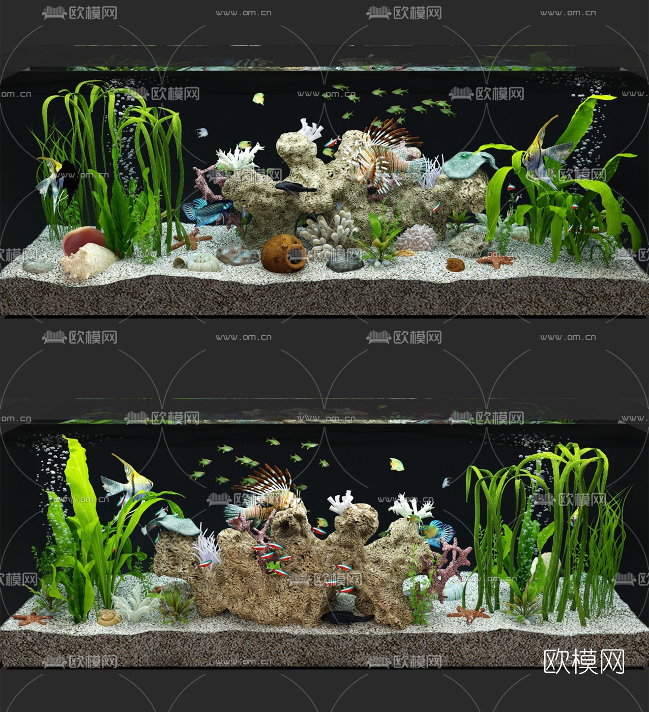 现代水族箱鱼缸3d模型