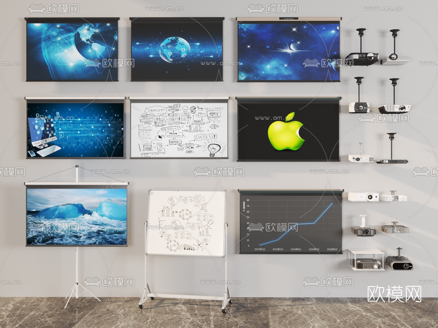 现代投影仪幕布3d模型下载