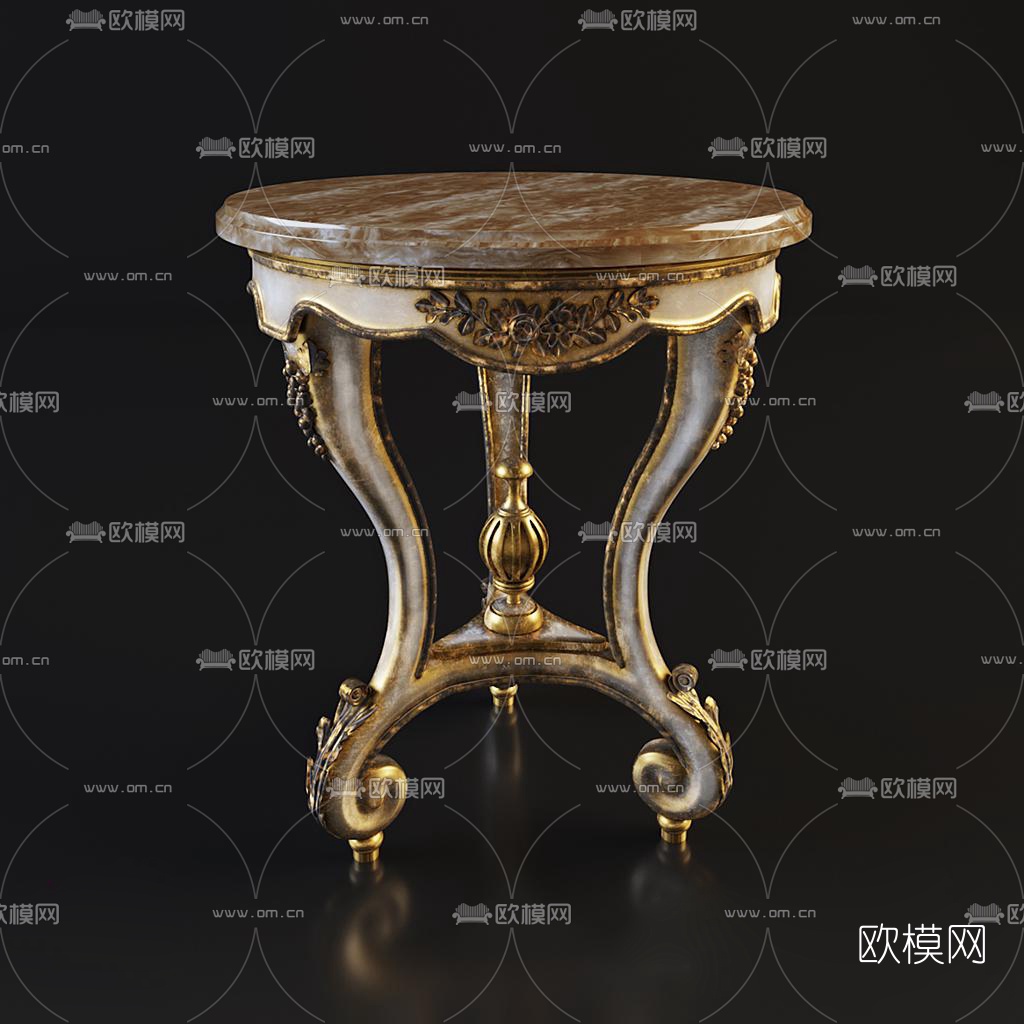 欧式圆形边几免费3d模型下载