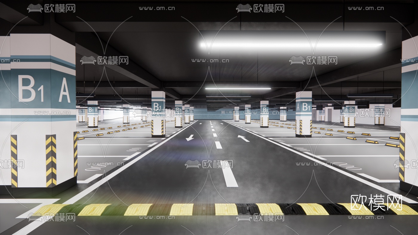 现代地下停车场su模型