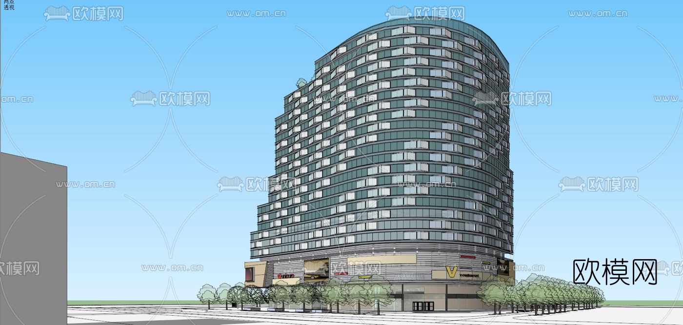 现代商业综合体su模型下载（渲染图5）