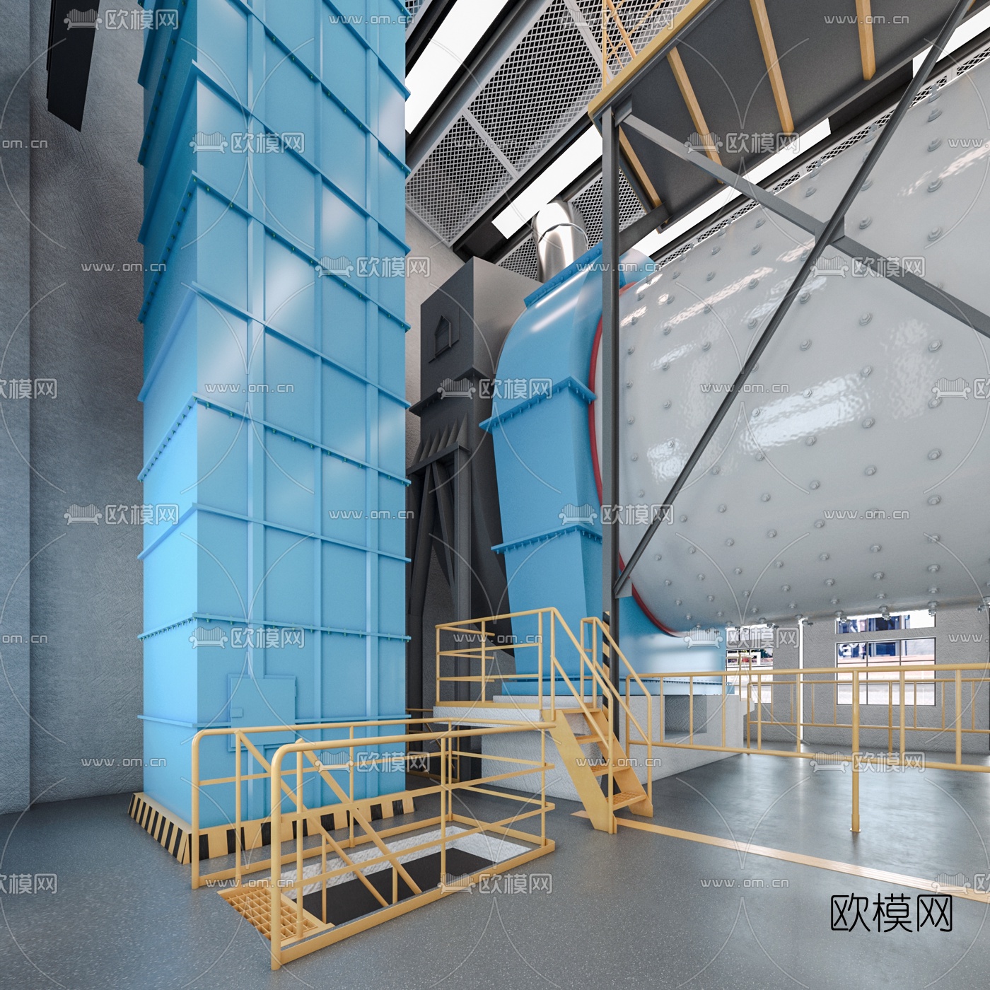 现代工厂车间3d模型