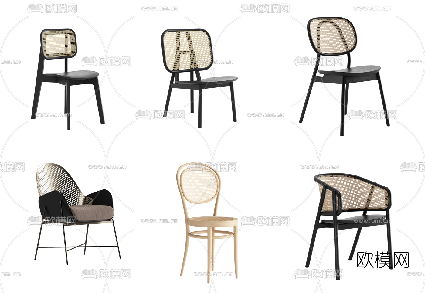 现代藤编单椅su模型下载（渲染图1）
