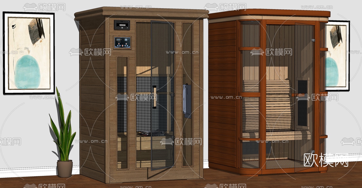 现代小型单人桑拿房su模型下载（渲染图2）