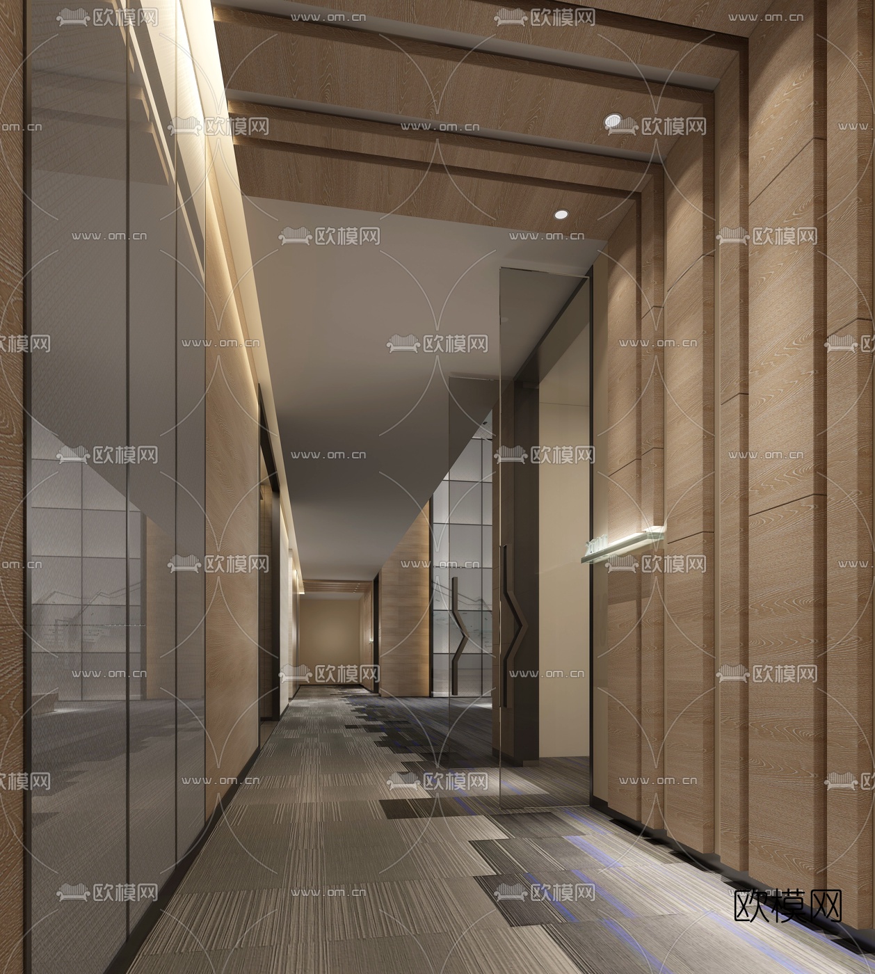 现代酒店会所走廊过道3d模型