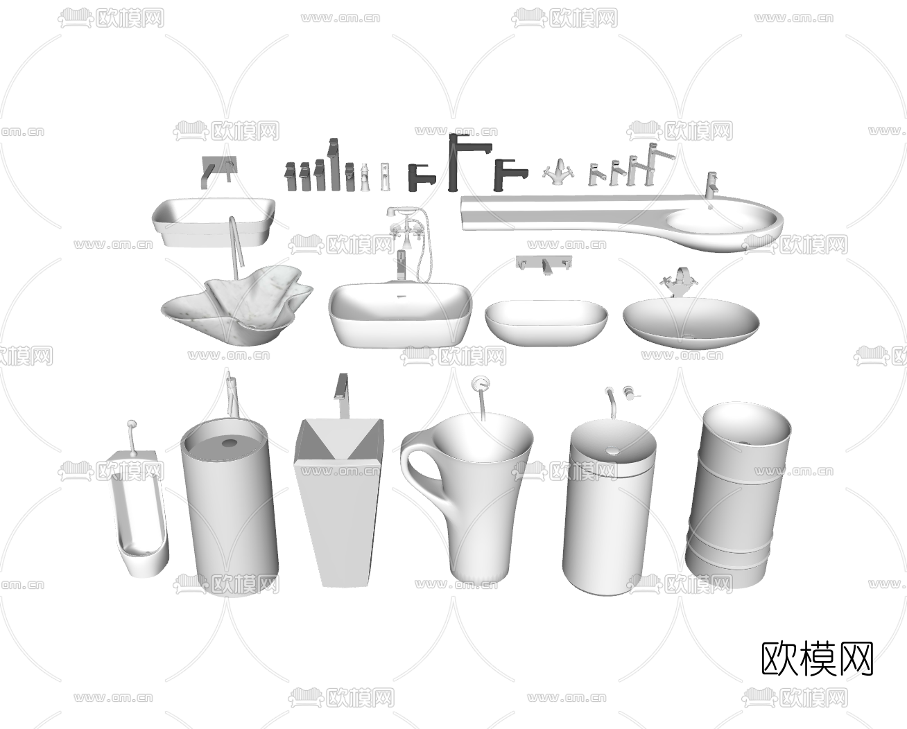 现代陶瓷洗手台su模型下载（渲染图2）