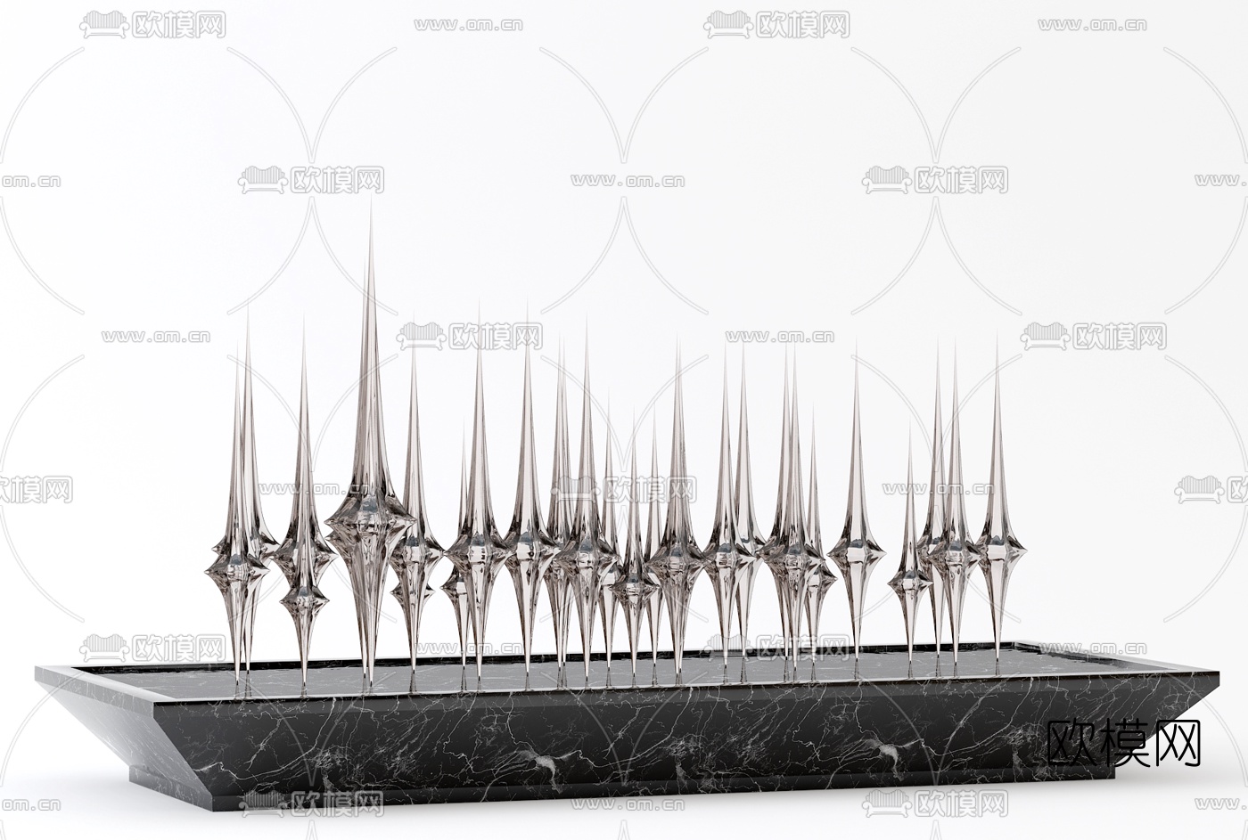 现代艺术水晶装置雕塑3d模型下载（渲染图3）