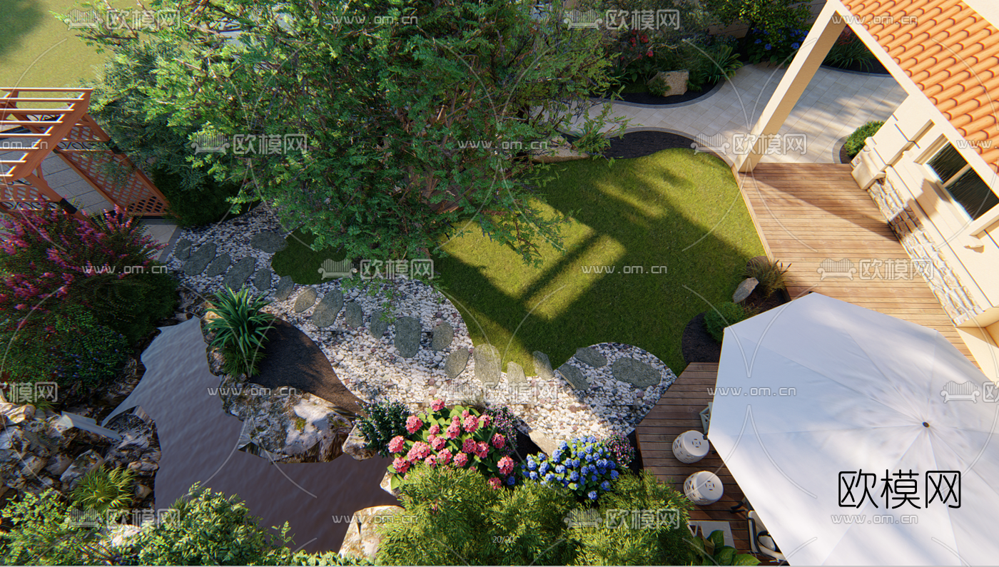 美式庭院景观su模型下载（渲染图7）