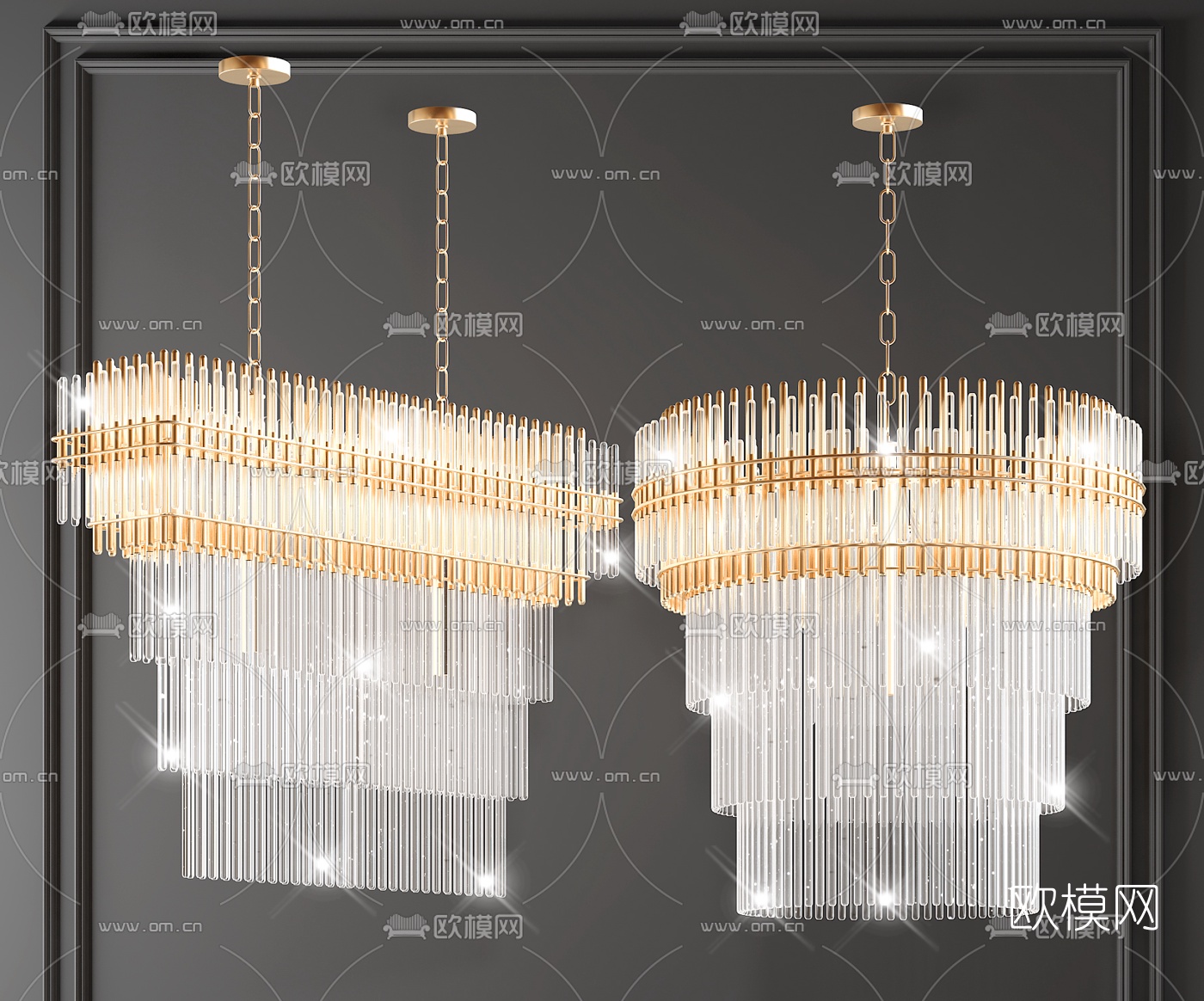 现代多层水晶吊灯3d模型下载