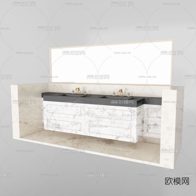 简欧洗手台免费3d模型下载