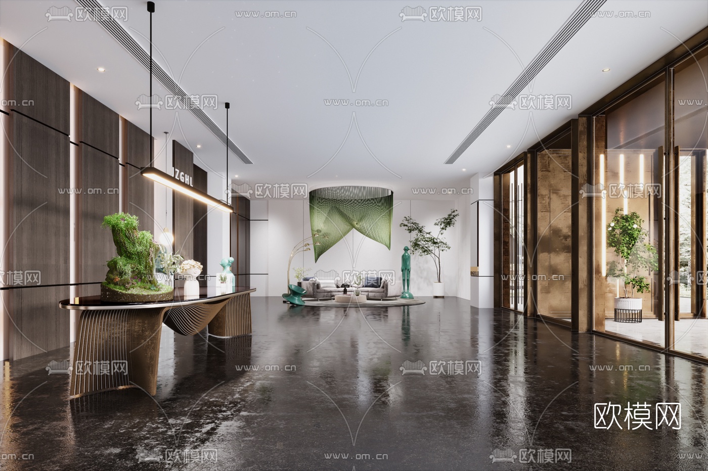 现代时尚办公室前台3d模型