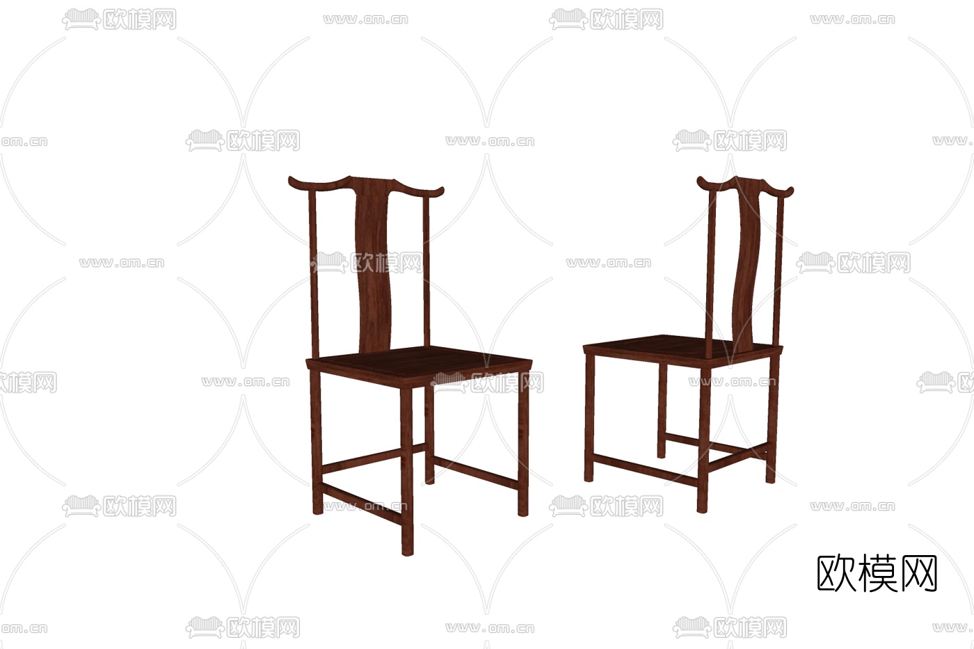 新中式实木单椅su模型下载