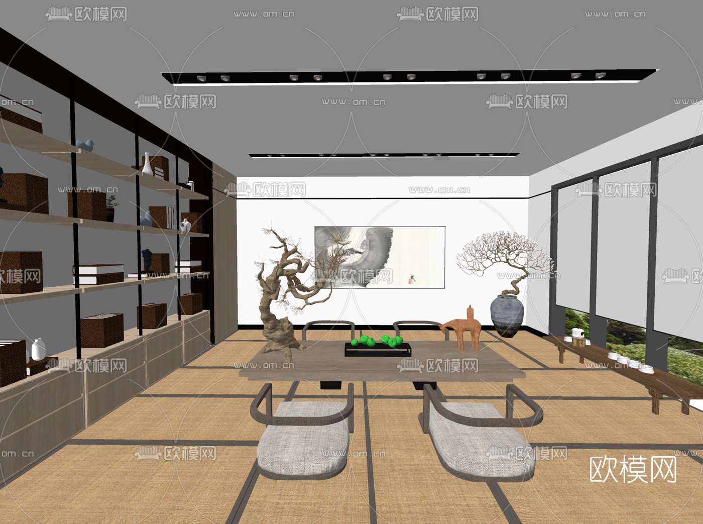 日式榻榻米茶室su模型