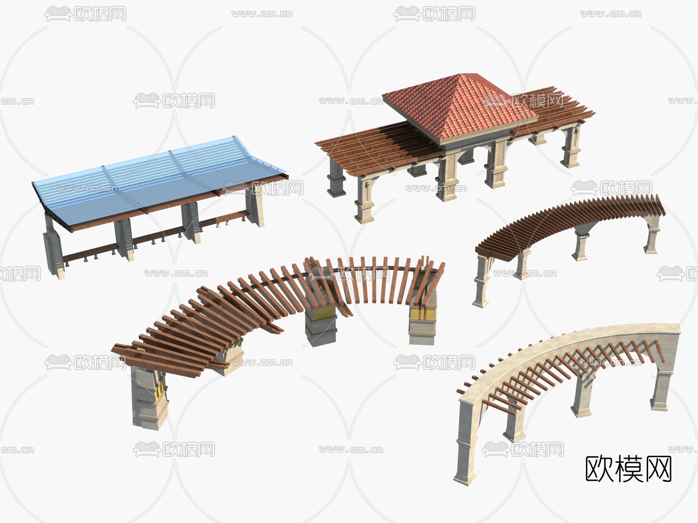简欧花架廊架3d模型下载