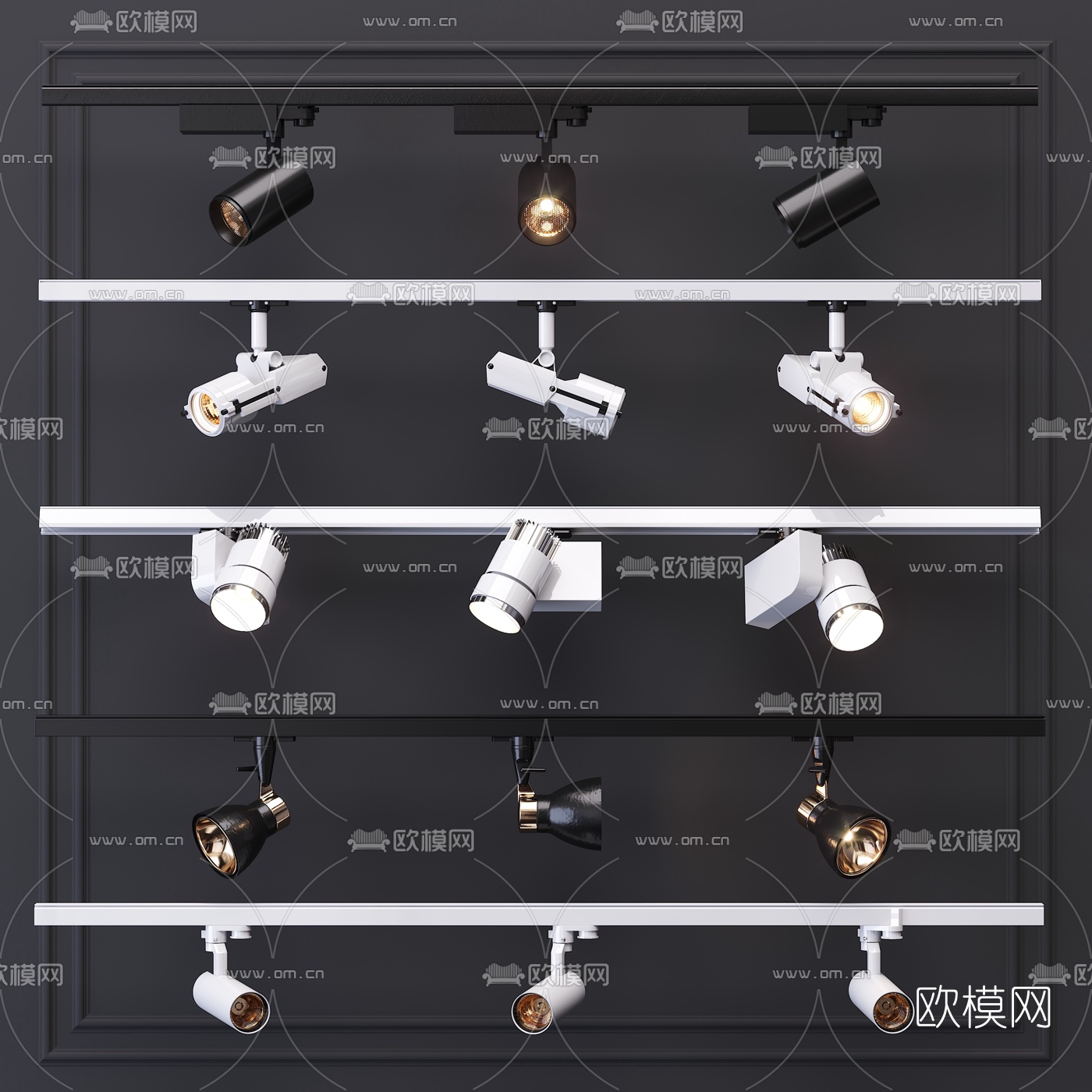 现代筒灯射灯3d模型