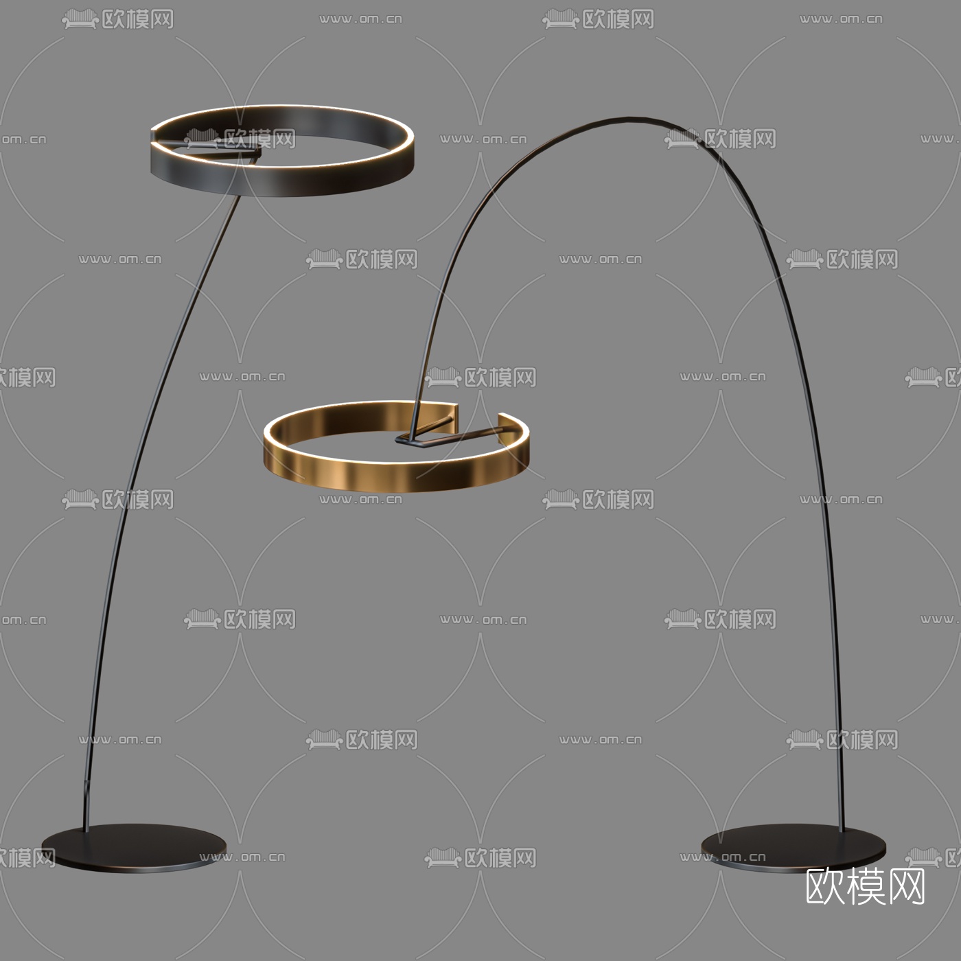 现代环形落地灯3d模型下载