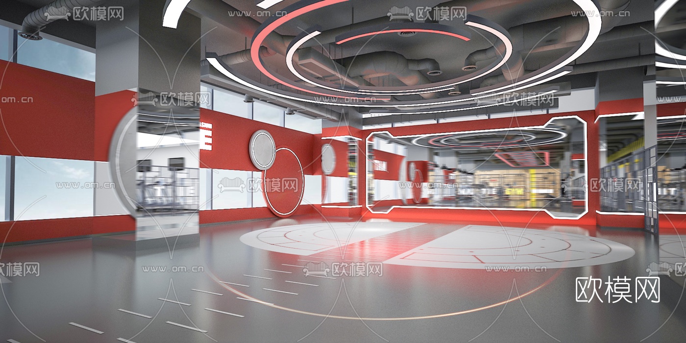 后现代健身房私教专区3d模型下载（渲染图2）