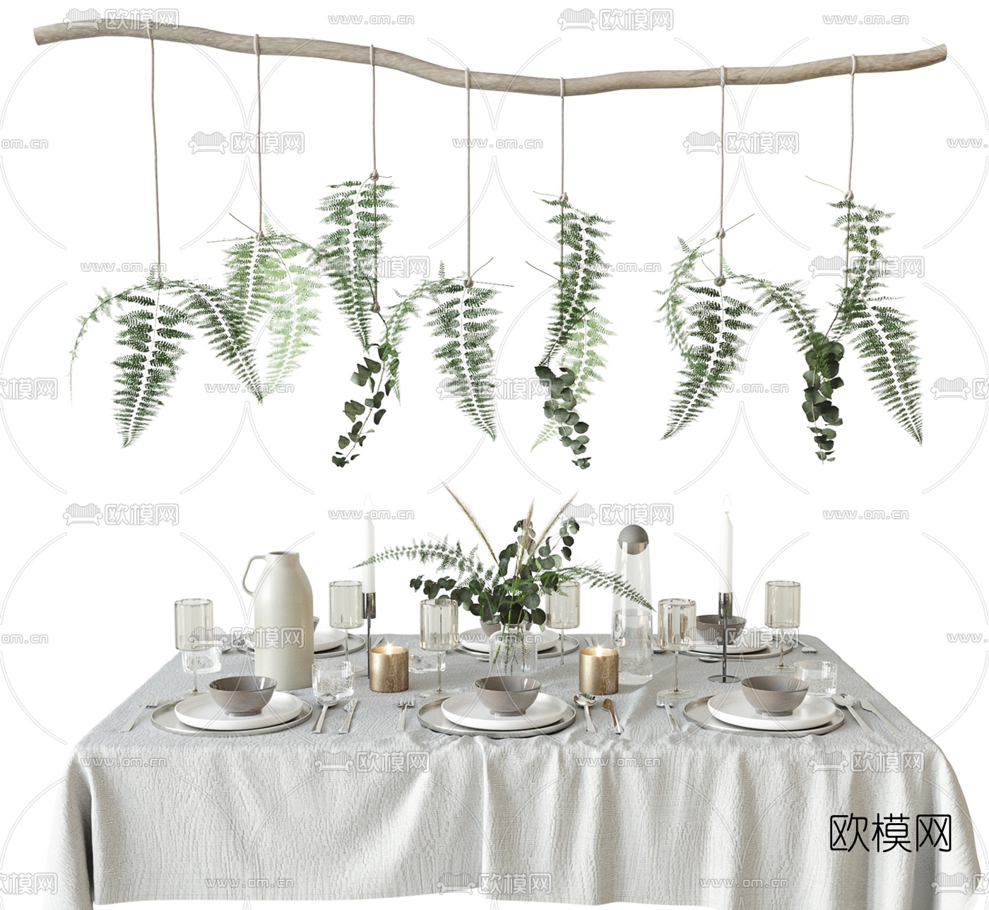 现代西餐厅餐具3d模型下载（渲染图1）